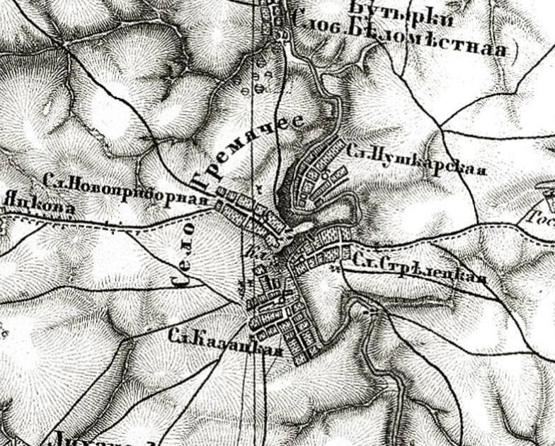 Старая карта Гремячее. 1874 год